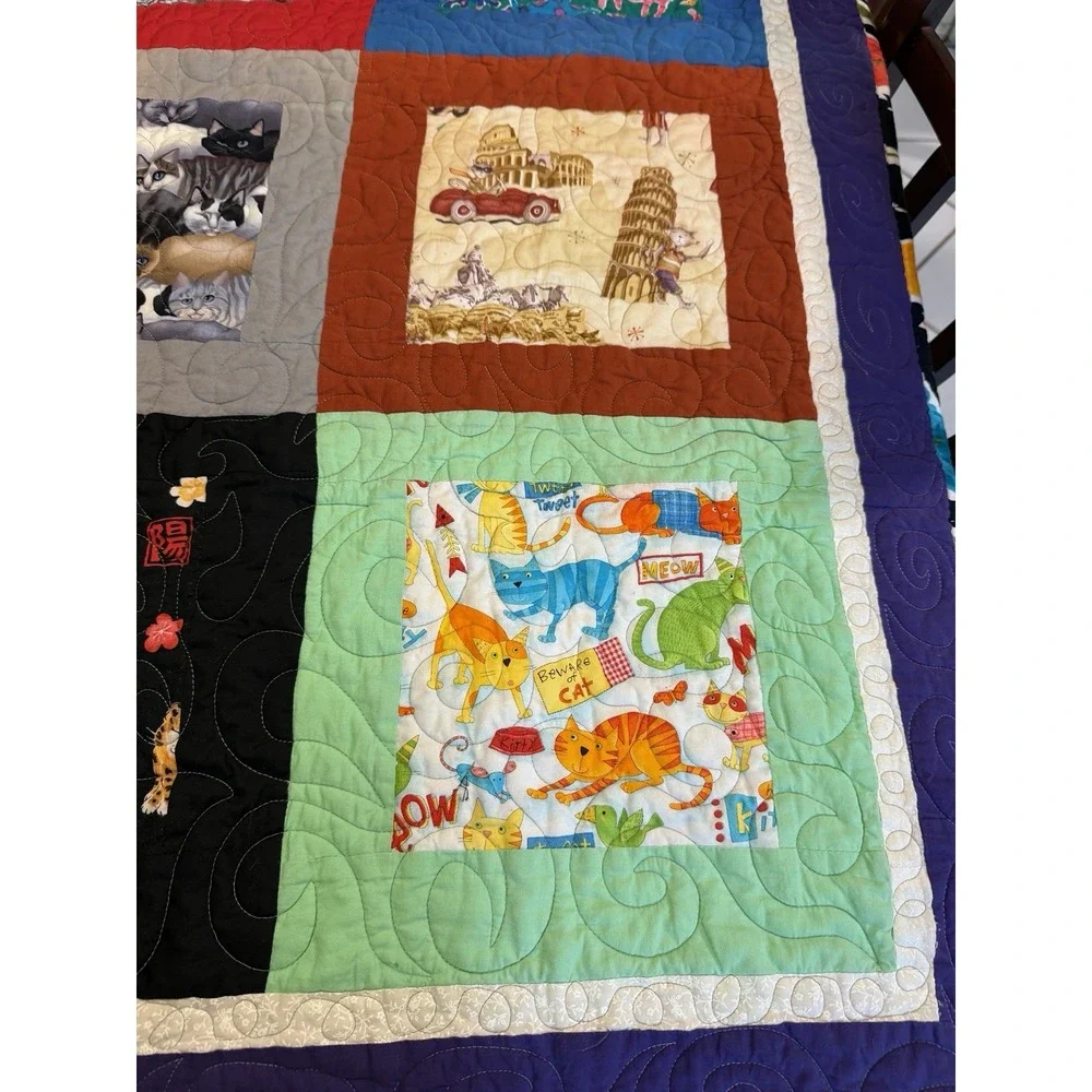 homemade quilt Patchwork Cat Theme 40x50